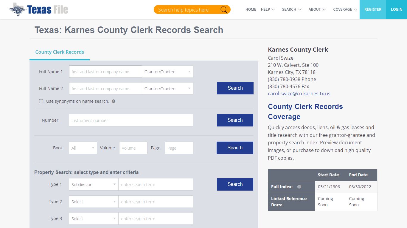 Karnes County Clerk Official Public Records | TexasFile